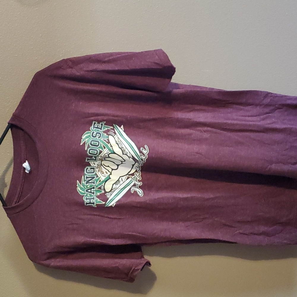 Optima hang loose hawaii dark purple short sleeve tshirt women's size med